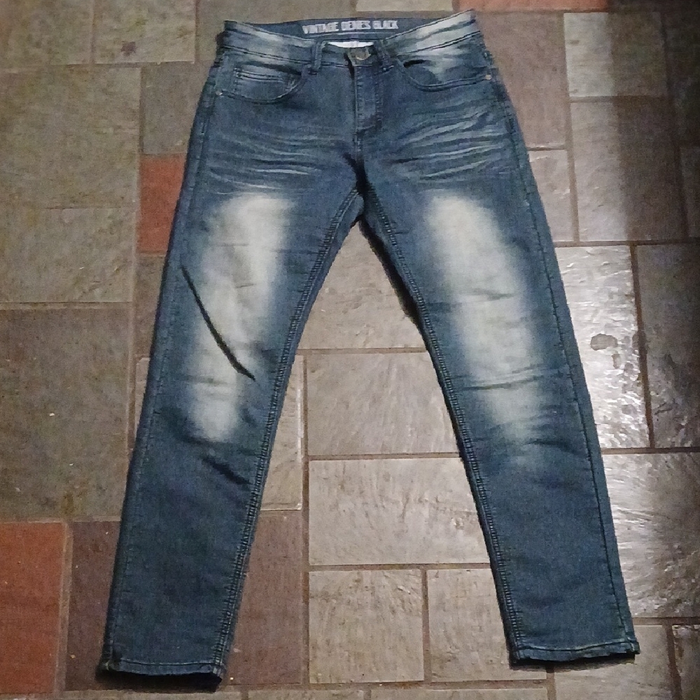 Guc VGB Vintage Genes Black Distressed Slim Straight Fit Size 28 30